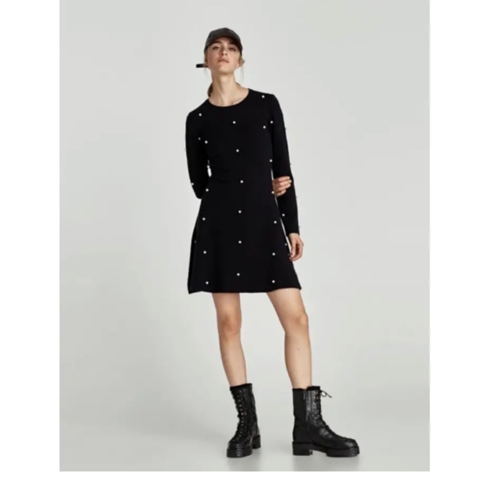 Zara Woman Knit Collection Soft Pearl Sweater Dress